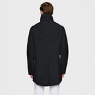 Samshield men's Stelian waterproof rain coat in black, casual jacket with hood and front zipper, suitable for rainy weather.