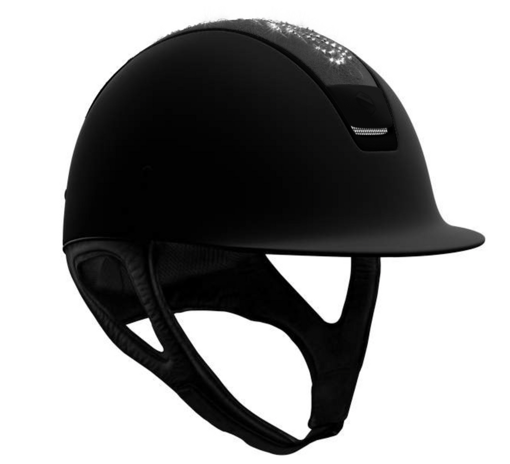 Samshield Shadowmatt Riding Helmet, Flower Swarovski Jewelry, Matt Trim and Blazon - Espayo Equestrian