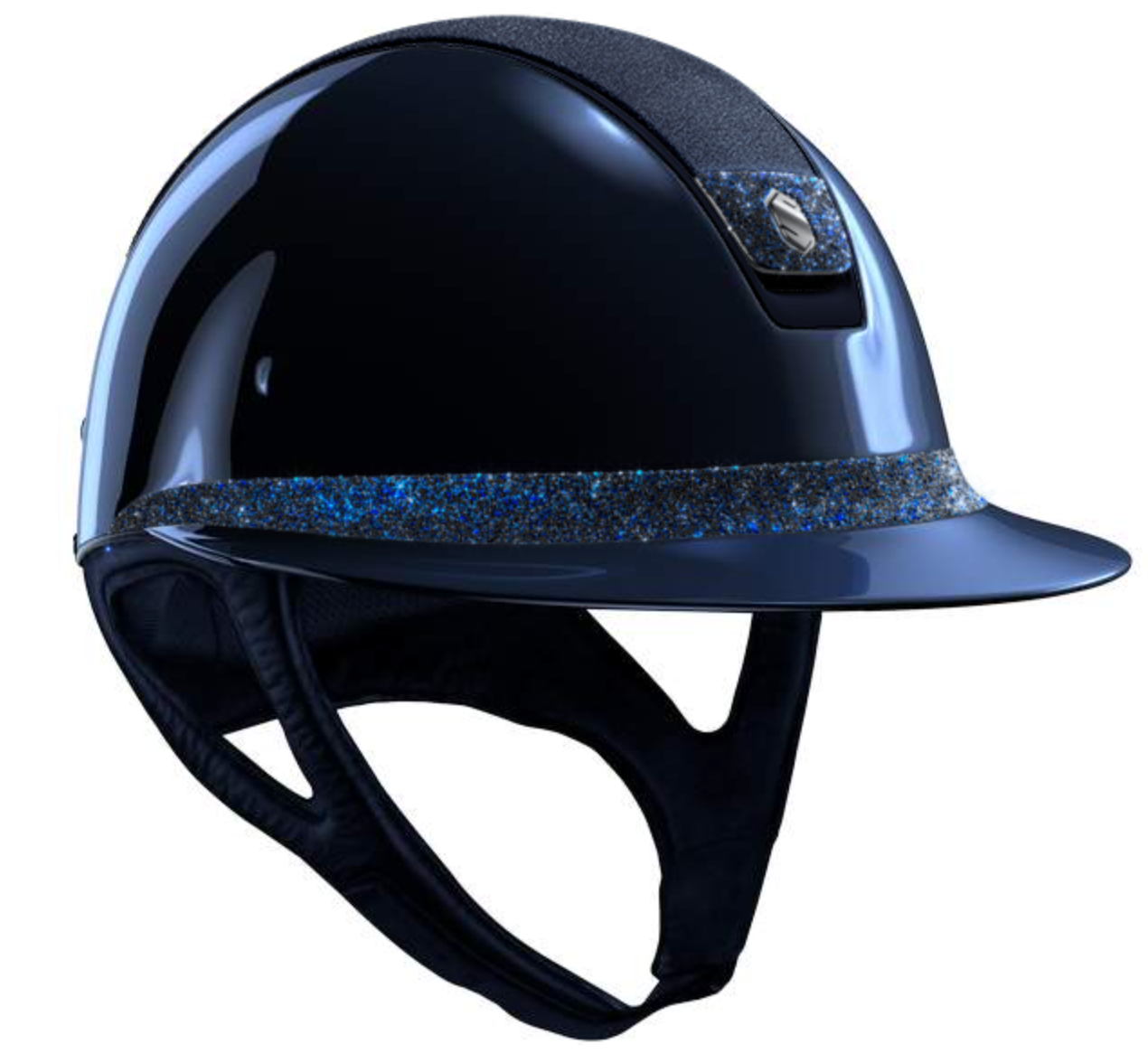 Samshield Miss Shield Shadowglossy Riding Helmet, Alcantara Top, Crystal Fabric Front Band, Matt Trim, Crystal Blazon - Espayo Equestrian