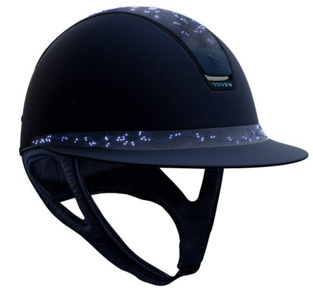 Samshield Miss Shield Shadowmatt Riding Helmet, Crystal Leaf Top & Front Band, Matt Trim & Blazon, 5x Crystals - Espayo Equestrian