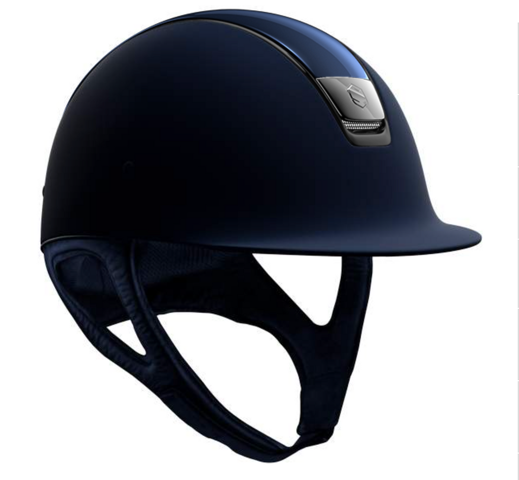 Samshield Shadowmatt Riding Helmet, Glossy Top, Black Chrome Trim & Blazon - Espayo Equestrian