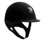 Samshield Shadowmatt Riding Helmet, Crystal Fabric Top, Chrome Black Trim & Blazon - Espayo Equestrian