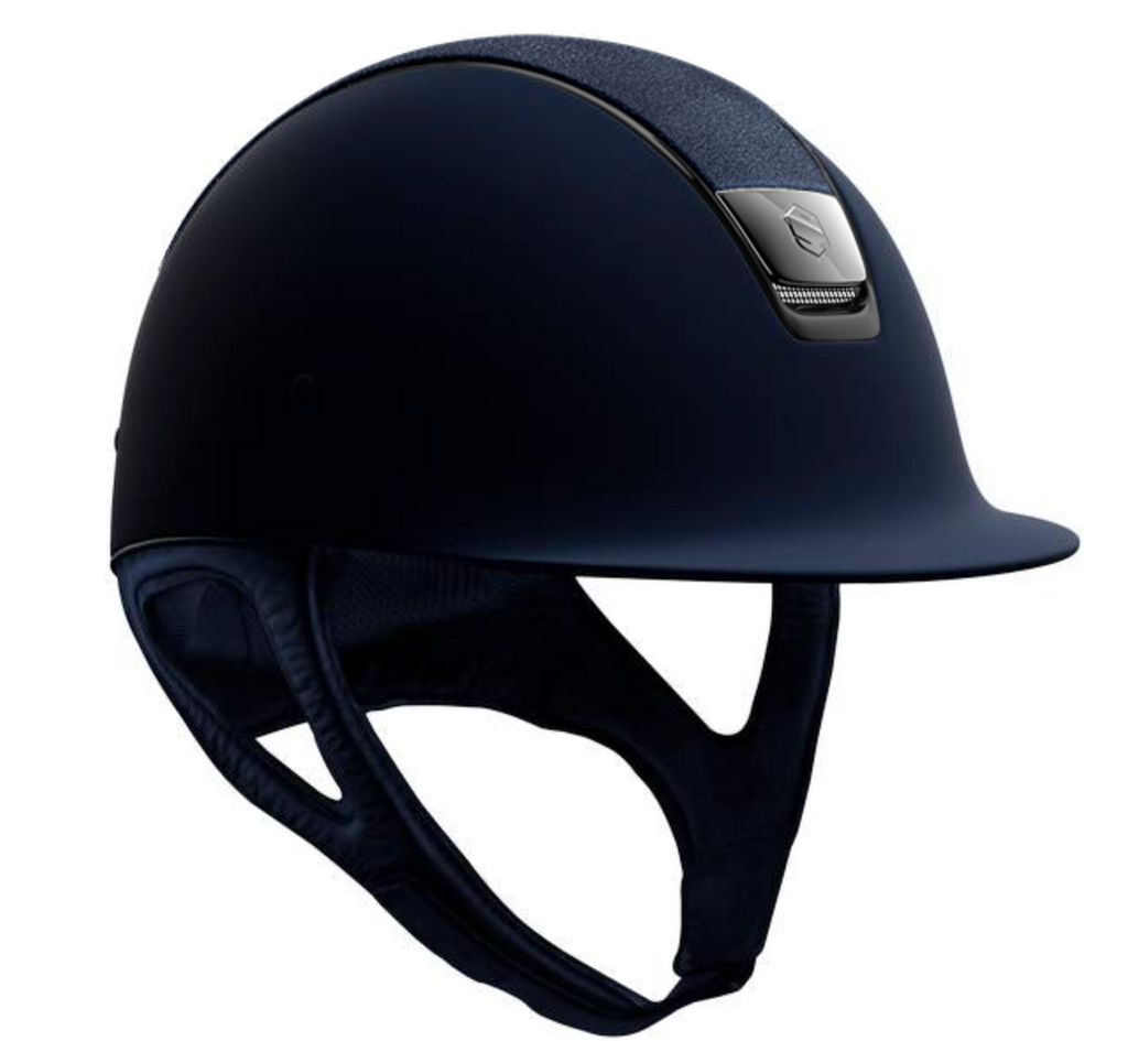 Samshield Shadowmatt Riding Helmet, Alcantara Top, Black Chrome Trim & Blazon - Espayo Equestrian