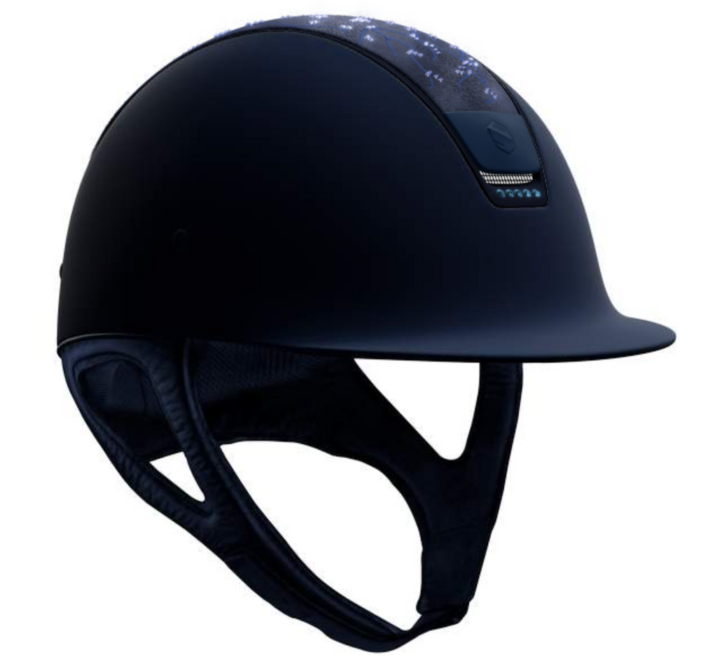 Samshield Shadowmatt Riding Helmet, Crystal Leaf Top, Matt Trim & Blazon, 5x Crystals - Espayo Equestrian