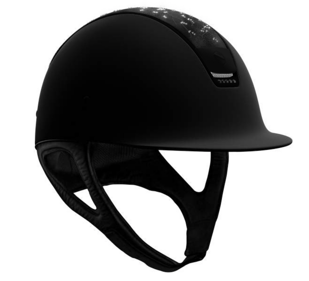 Samshield Shadowmatt Riding Helmet, Crystal Leaf Top, Matt Trim & Blazon, 5x Crystals - Espayo Equestrian