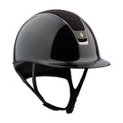 Samshield Shadowglossy 2.0 Riding Helmet, Alcantara Top, Black Chrome Trim, Crystal Fabric Blazon - Espayo Equestrian