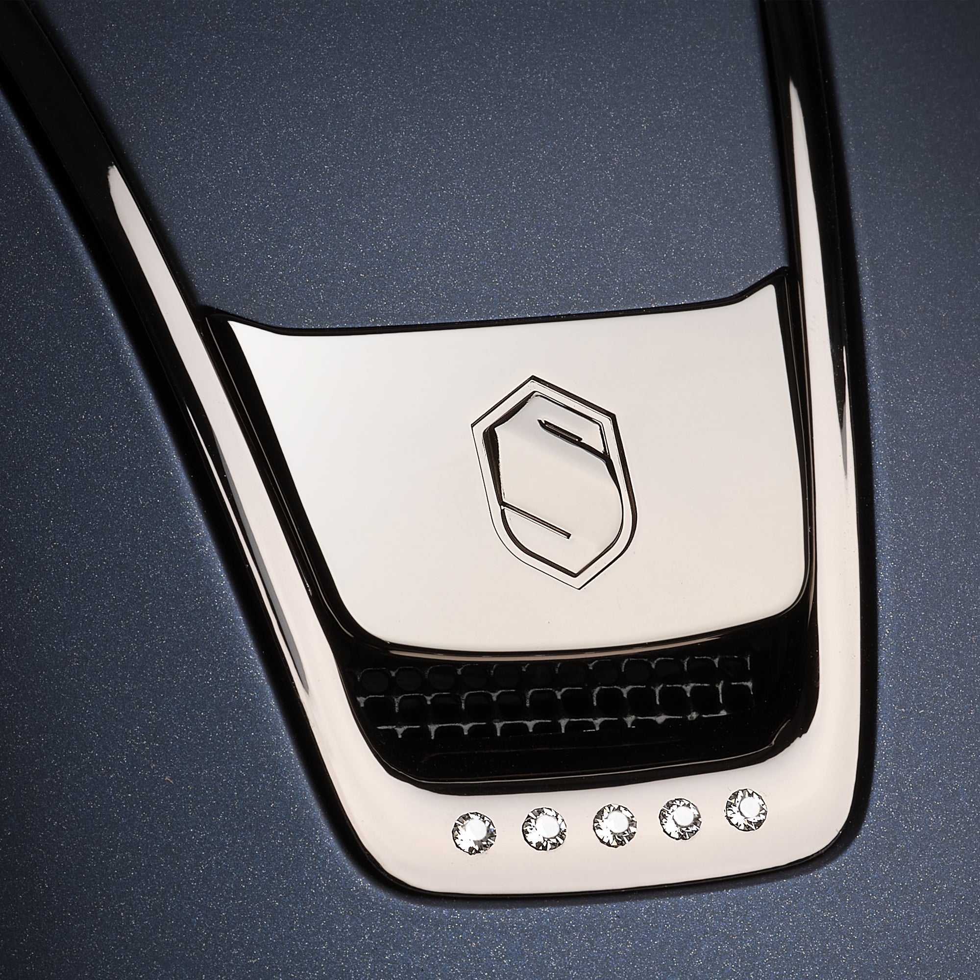 Samshield Shadowmatt 2.0 Riding Helmet, Black Chrome Trim & Blazon, 5x Crystals - Espayo Equestrian