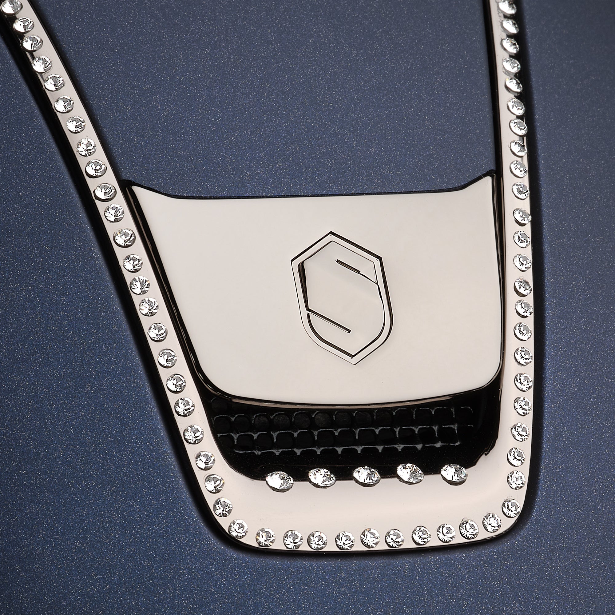 Samshield Shadowmatt 2.0 Riding Helmet, Black Chrome Trim & Blazon, 330x Crystals - Espayo Equestrian