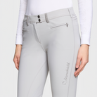 Samshield Ladies SS26 Adele knee grip breeches in light grey with detailed stitching and knee patches, designed for riding comfort.