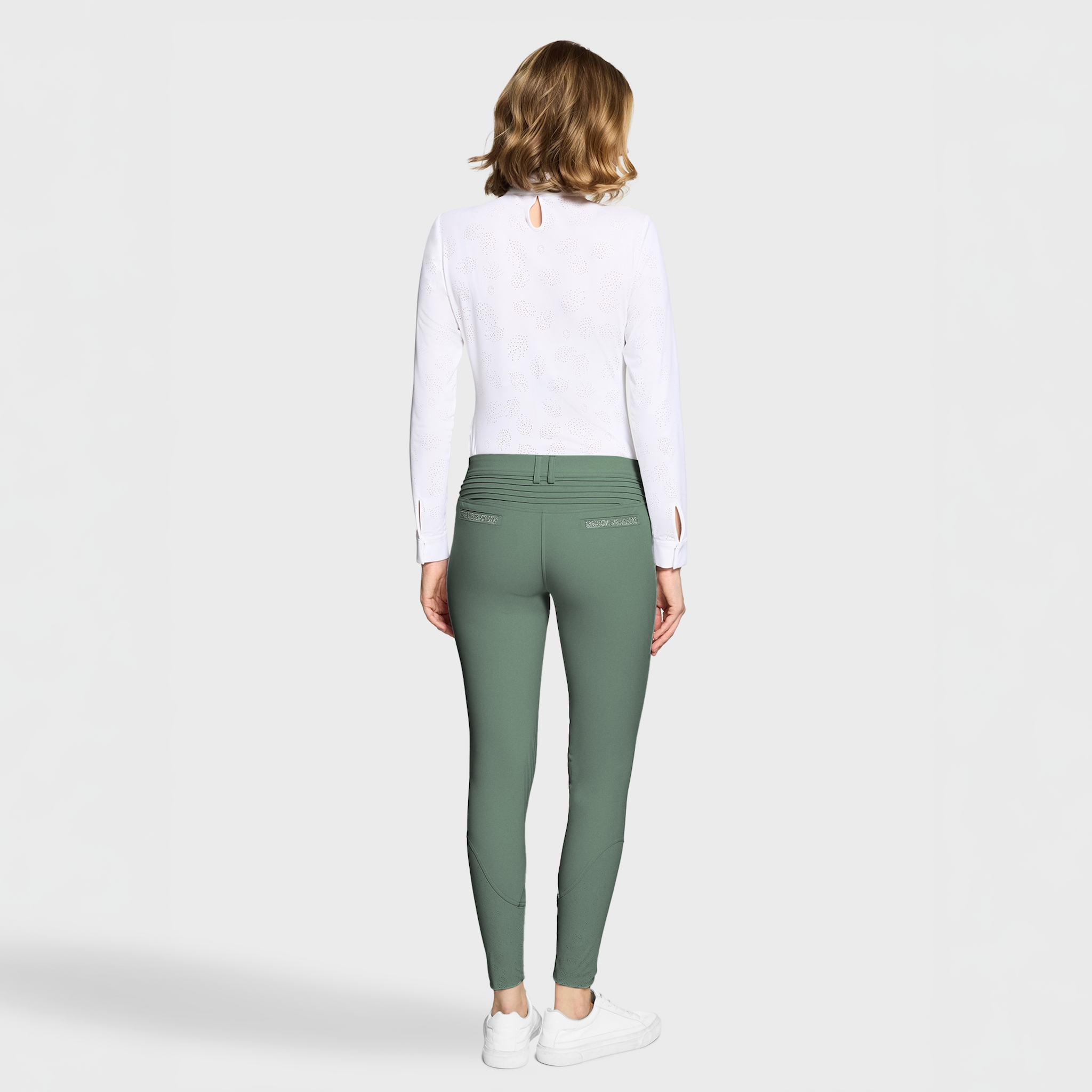 Samshield Ladies SS26 Adele knee grip breeches in pistachio with tailored fit and knee grip for riding comfort.
