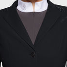 Samshield Ladies Victorine Crystal Ferna Show Jacket in black, featuring elegant crystal details and tailored fit for equestrian events.