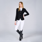 Vestrum Ladies Valencia Show Jacket in black, front view showing tailored fit and classic style for equestrian competitions.
