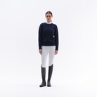 Navy Trolle unisex eco wool cashmere sweater, casual ladies jumper with cozy knit texture and comfortable fit.