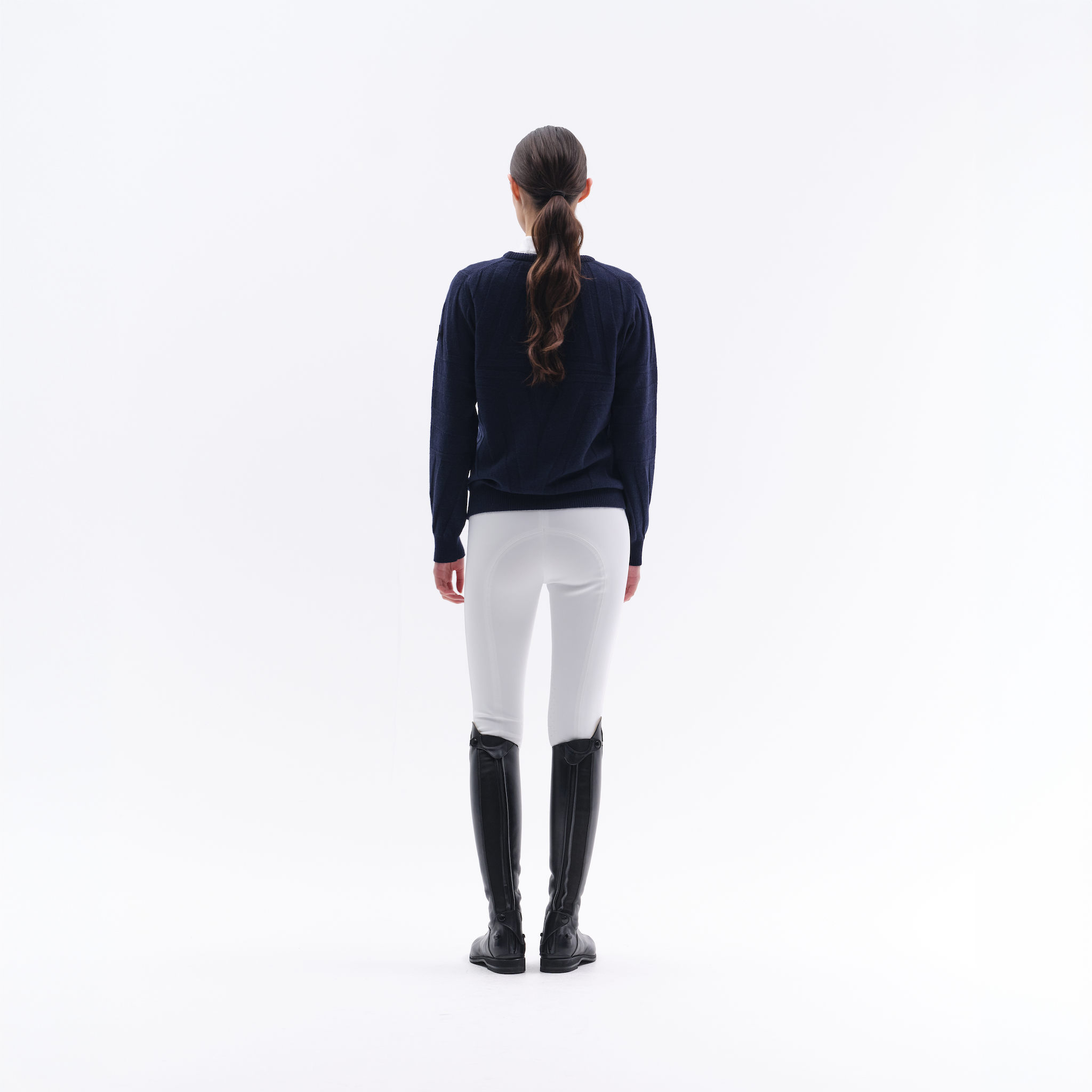Navy Trolle unisex eco wool cashmere sweater, casual ladies jumper with a cozy fit and soft knit texture.