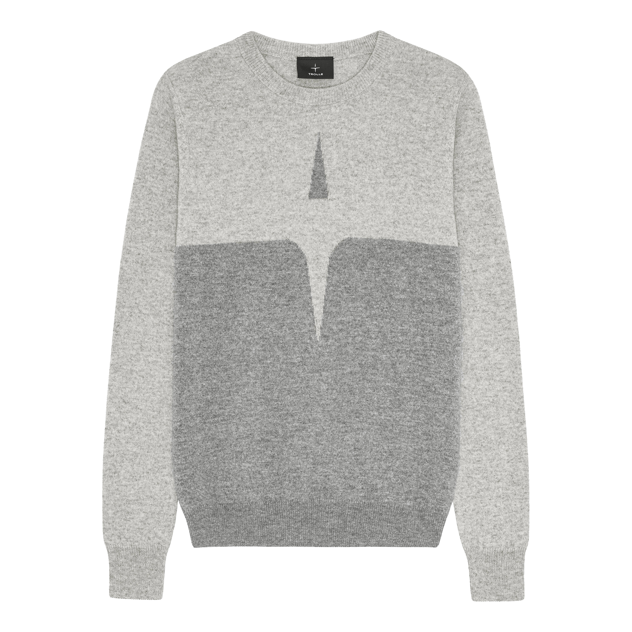 Trolle ladies cashmere and wool star logo crewneck sweater in grey, casual jumper with a cozy, stylish fit.