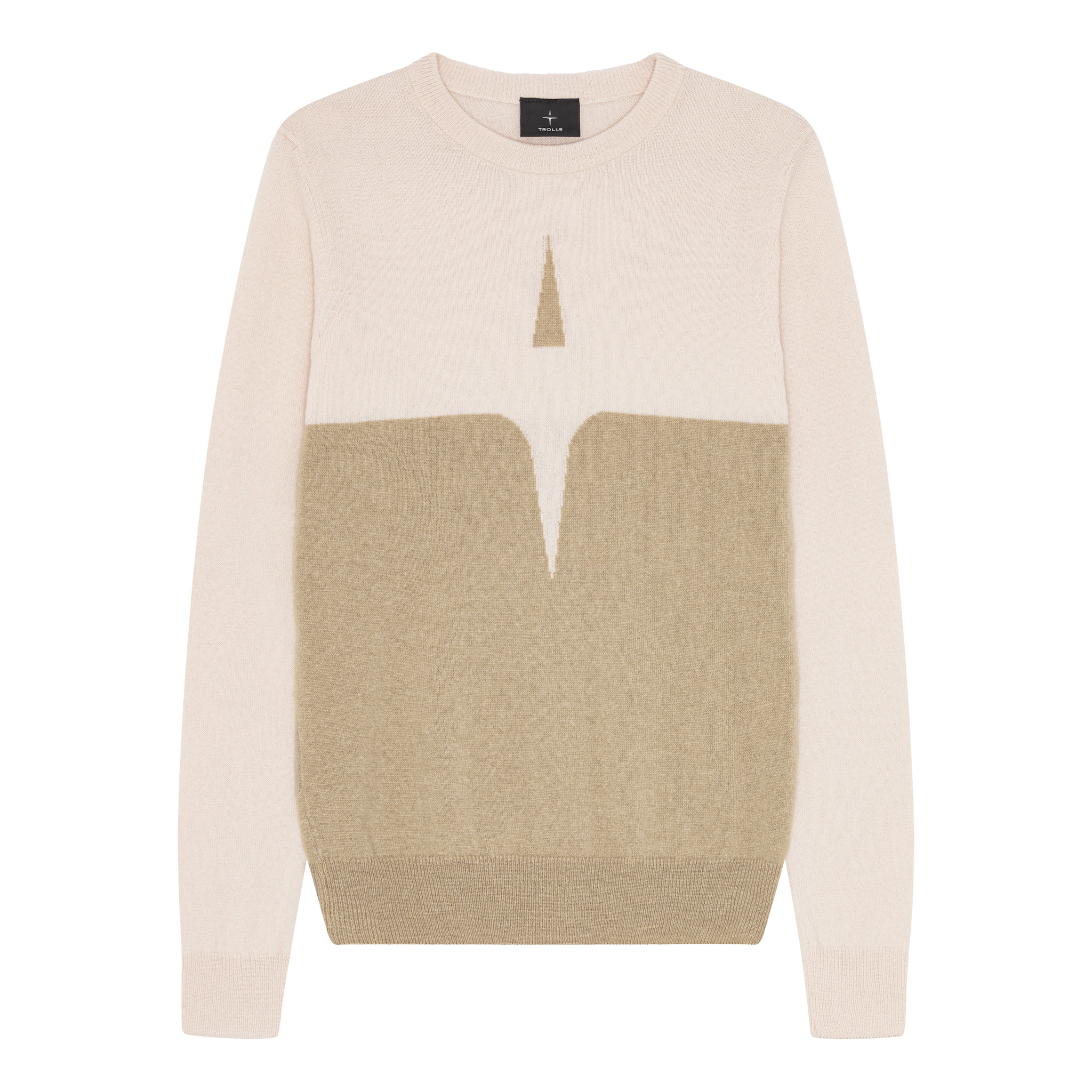 Trolle ladies cashmere and wool star logo crewneck sweater in rose pink, casual knit with star emblem, cozy and stylish.