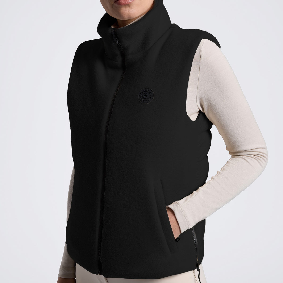 Cavalleria Toscana Ladies Fleece & Nylon Zip Up Vest – Black