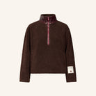 Dada Sport Ladies Tabalou Fleece in Brown, front view showing the half-zip and contrast plum collar