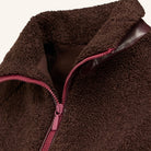 Dada Sport Ladies Tabalou Fleece in Brown, close-up of the half-zip and plum contrast collar