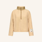 Dada Sport Ladies Tabalou Fleece in Off White, front view showing the half-zip and contrast grey-green collar