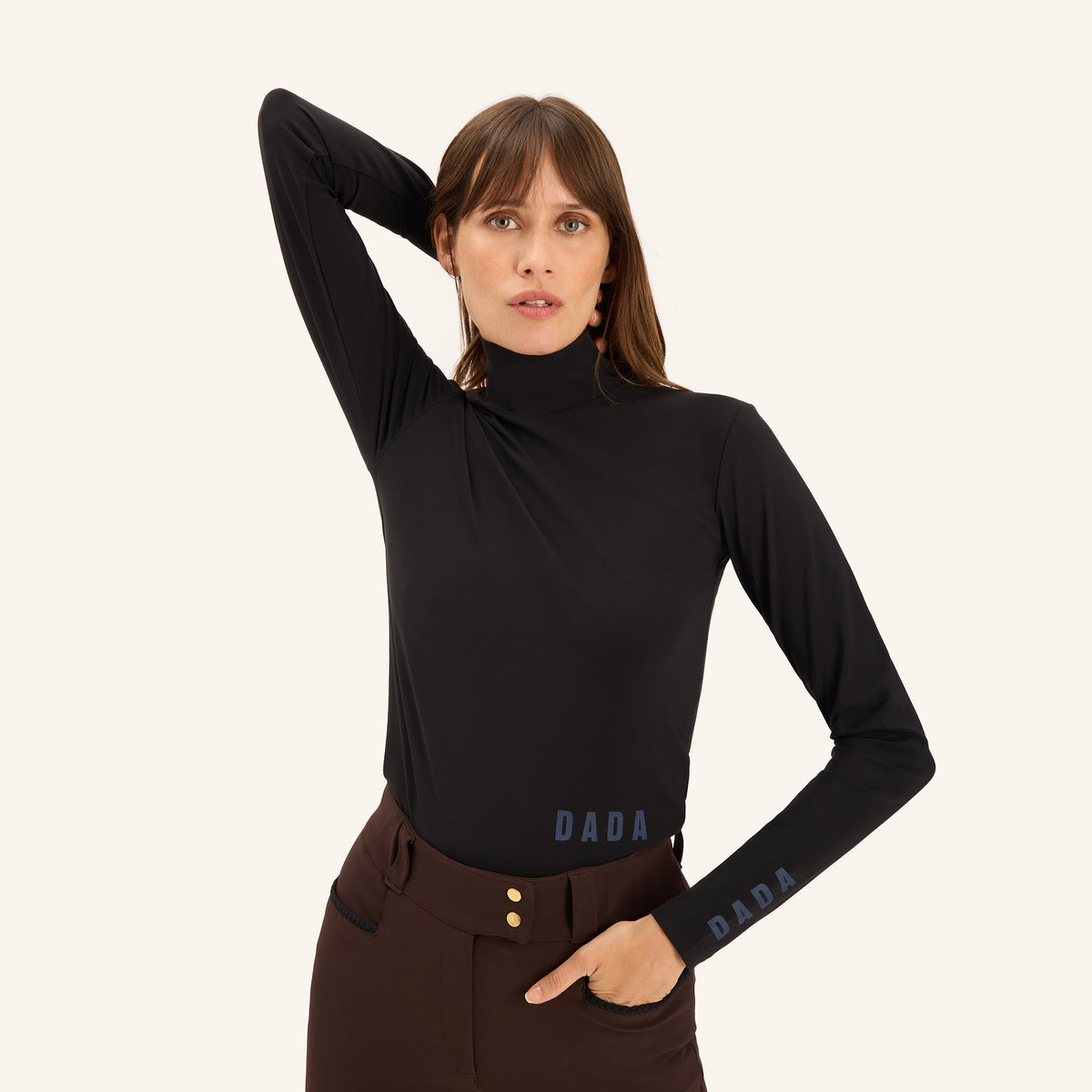 Dada Sport Ladies Consul Technical Riding Turtle-Neck in Midnight Blue, front view