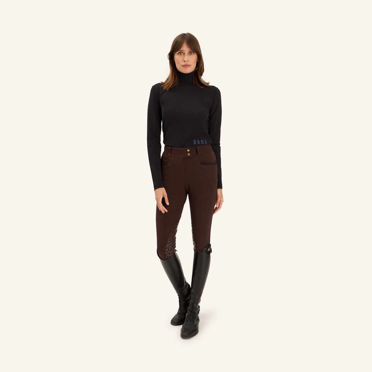 Dada Sport Ladies Consul Technical Riding Turtle-Neck in Midnight Blue, full-length front view