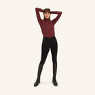 Dada Sport Ladies Consul Technical Riding Turtle-Neck in Burgundy, full-length front view