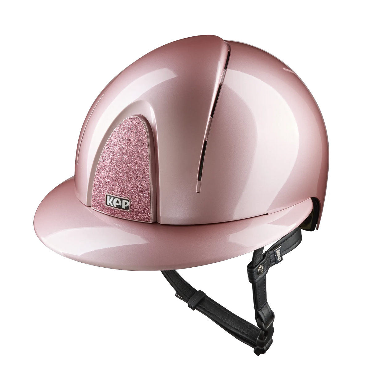 KEP Smart Nova Metal Polish Star Polo Visor in Pink with glitter Star Pink front insert and black chin strap, front view