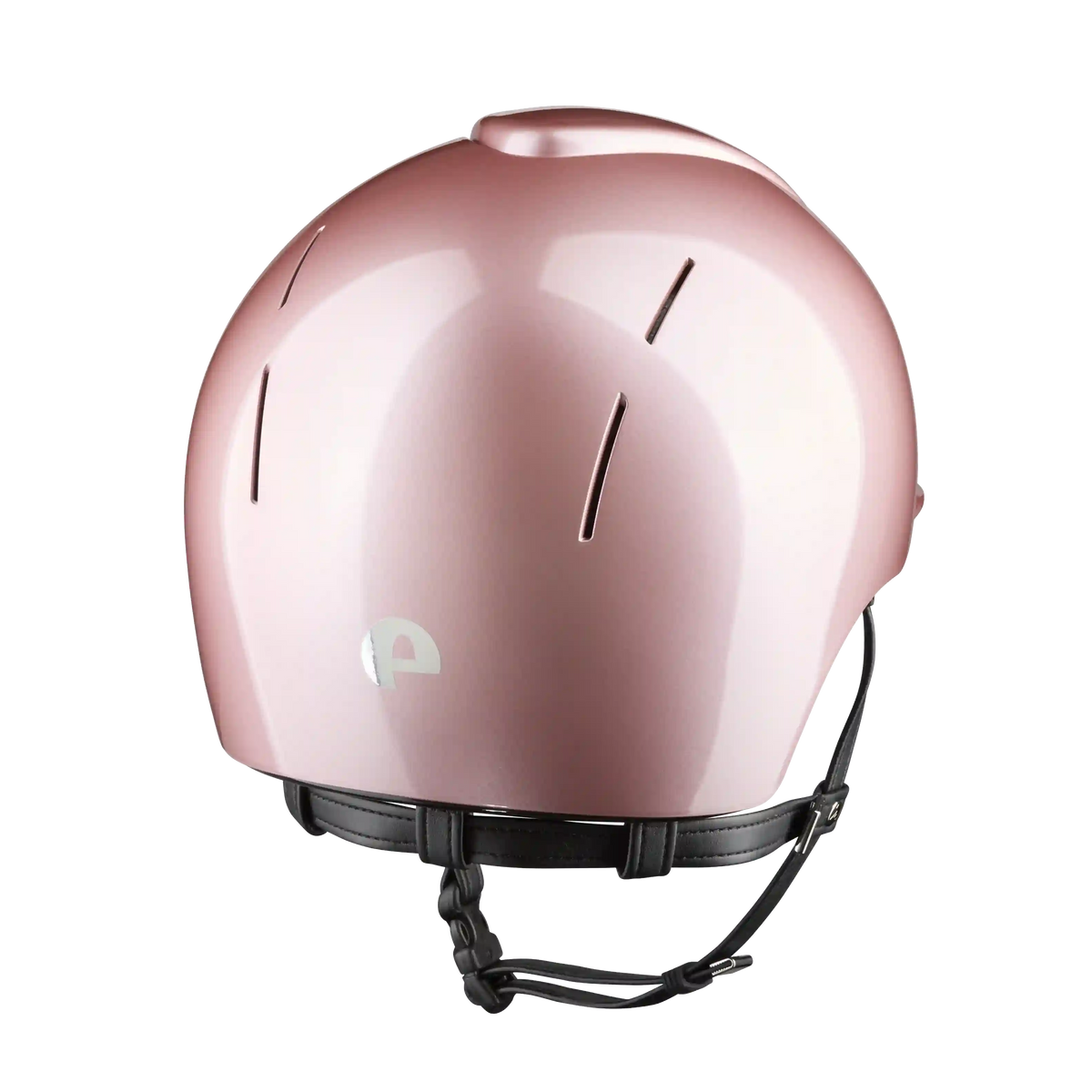 Back view of the KEP Smart Nova Polish Riding Helmet in Pink with black chin strap