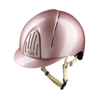 KEP Smart Nova Polish Riding Helmet in Pink with cream chin strap, front view