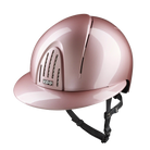 KEP Smart Nova Polish Riding Helmet Polo Peak in Pink with black chin strap, front view