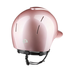 Back view of the KEP Smart Nova Polish Riding Helmet Polo Peak in Pink with black chin strap