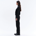 Trolle Ladies Cashmere & Wool Star Logo Crewneck Sweater in Black/Dark Grey, a soft cashmere and wool crewneck jumper.