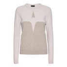 Trolle Ladies Cashmere & Wool Star Logo Crewneck Sweater in Sand, a soft cashmere and wool crewneck jumper.
