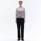 Trolle Ladies Cashmere & Wool Star Logo Crewneck Sweater in Sand, a soft cashmere and wool crewneck jumper.