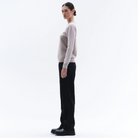 Trolle Ladies Cashmere & Wool Star Logo Crewneck Sweater in Sand, a soft cashmere and wool crewneck jumper.