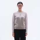 Trolle Ladies Cashmere & Wool Star Logo Crewneck Sweater in Sand, a soft cashmere and wool crewneck jumper.