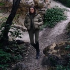 Trolle Ladies Goose Down Puffer Jacket in Olive, a lightweight goose down winter jacket.
