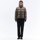 Trolle Ladies Goose Down Puffer Jacket in Olive, a lightweight goose down winter jacket.