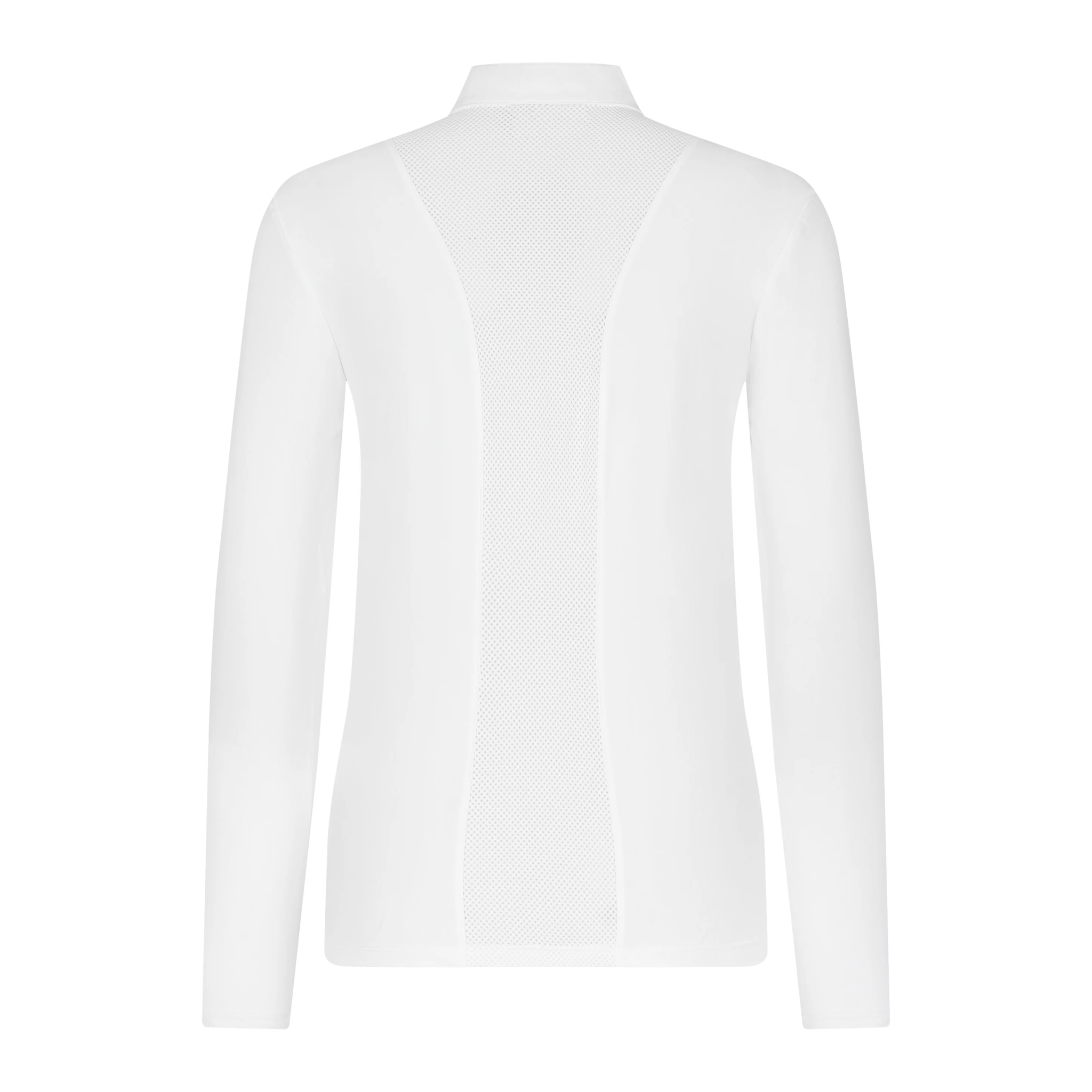 Trolle Ladies New Center Line Long Sleeve Show Shirt in White, a long sleeve competition show shirt.