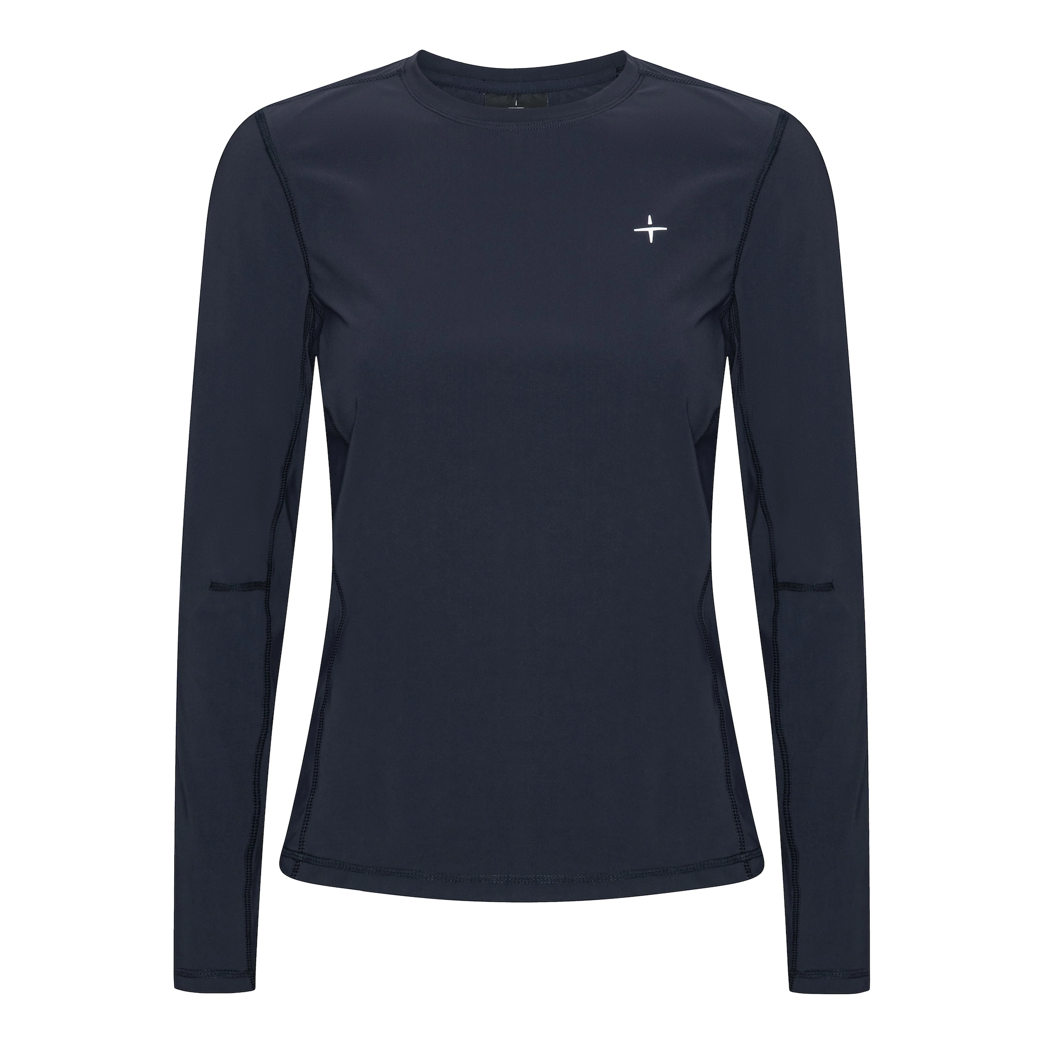 Trolle Ladies Perforated Long Sleeve T-Shirt in Navy, a breathable long sleeve training top.