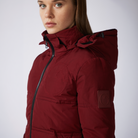 Vestrum Ladies Rovaniemi Puffer Jacket in amaranth red, premium Italian quilted jacket layered for cold-weather style.