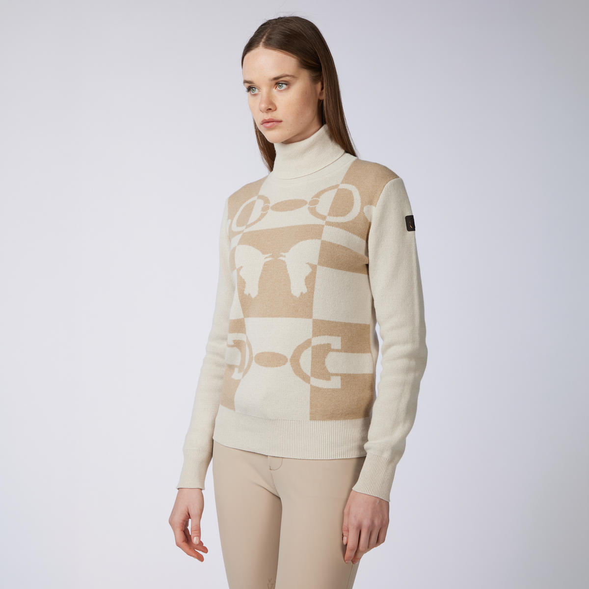 Vestrum Ladies Shenzen Turtle Neck Sweater in light beige and milk, a soft ladies turtle neck sweater with a cosy roll neck.