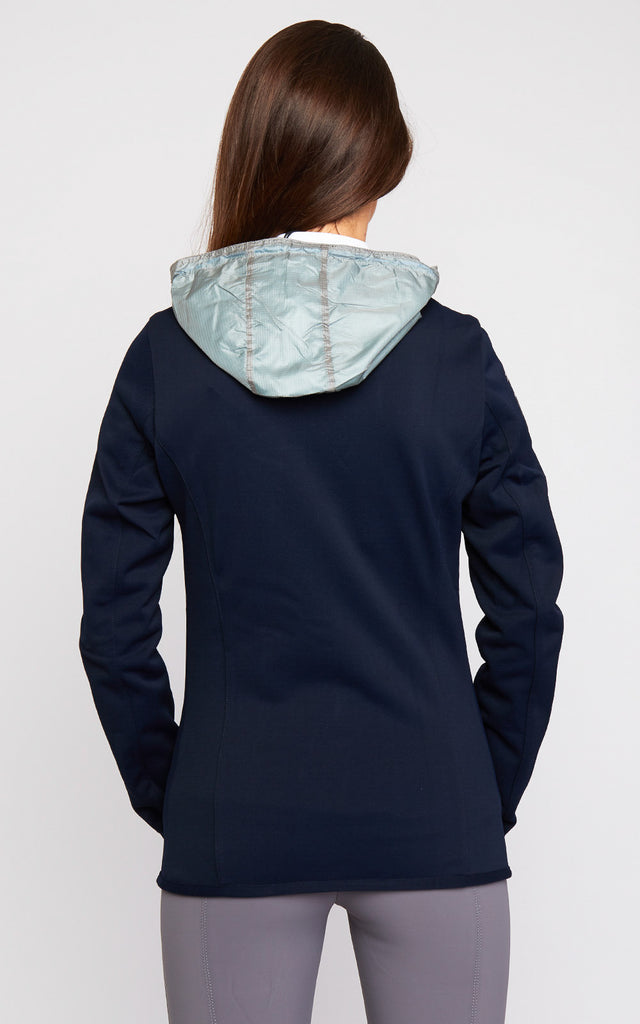 Ladies Cavalleria Toscana Pique Zip Sweatshirt Color Contrasting Nylon Hood - Espayo Equestrian