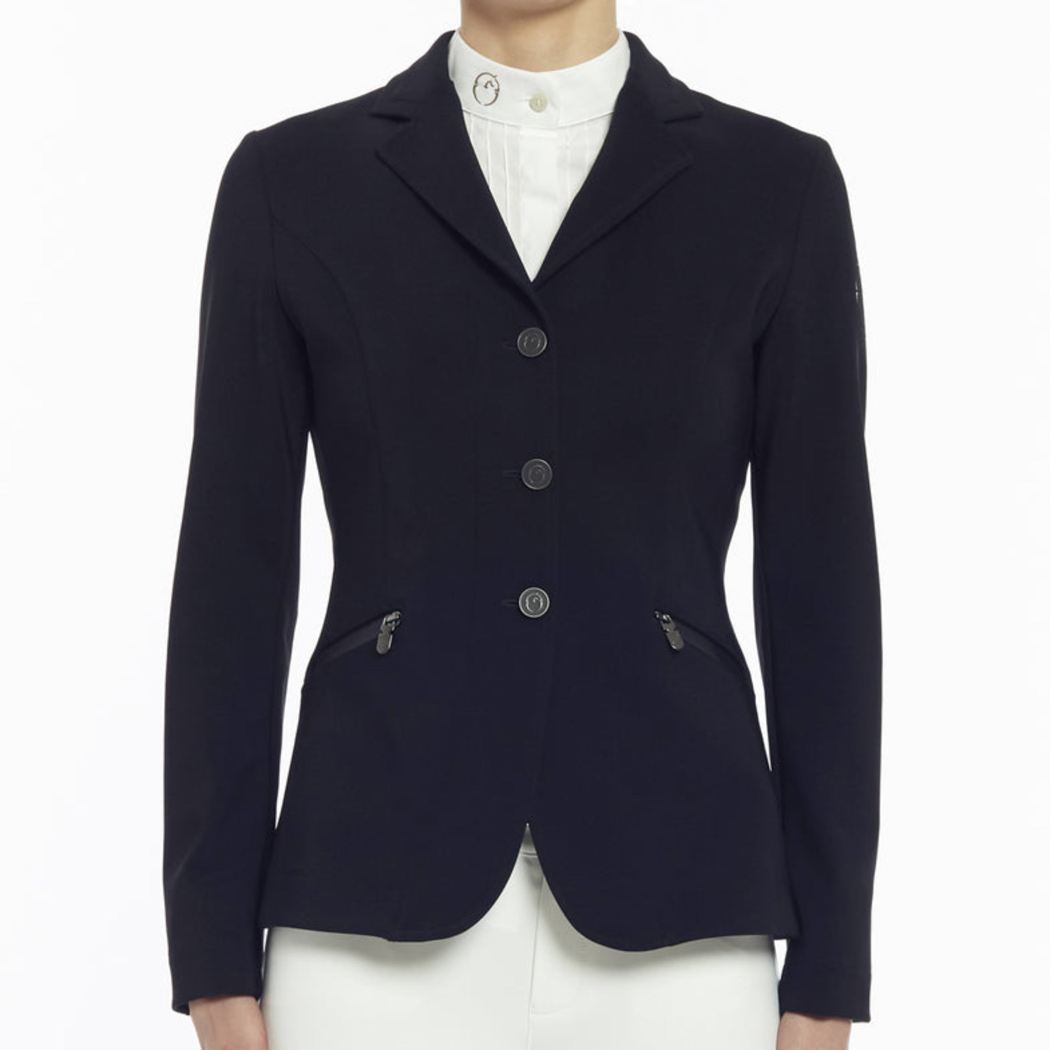 Vestrum Ladies Montevideo Show Jacket in tailored fabric, displayed on a hanger with detailed stitching and elegant design features.