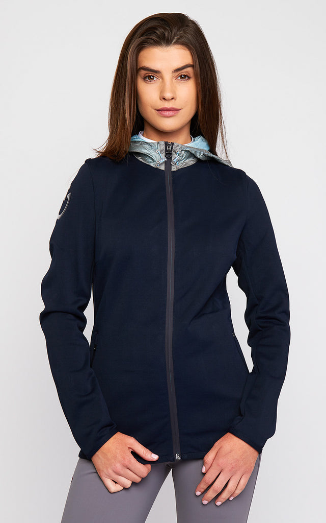 Ladies Cavalleria Toscana Pique Zip Sweatshirt Color Contrasting Nylon Hood